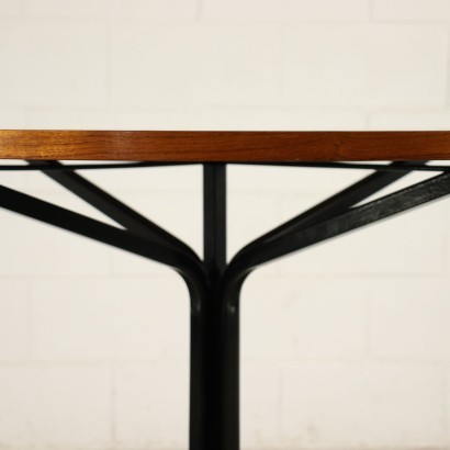 Table Teak Veneer Metal Italy 1960s