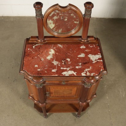 Pair of Revival Bedside Tables Mahogany Mirror Marple Italy 20th Cent