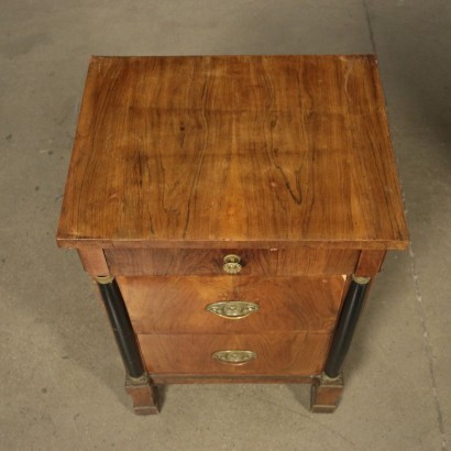 Pair of Empire Bedside Tables Walnut Poplar Shear Plate Italy 19th Cen