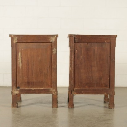 Pair of Empire Bedside Tables Walnut Poplar Shear Plate Italy 19th Cen