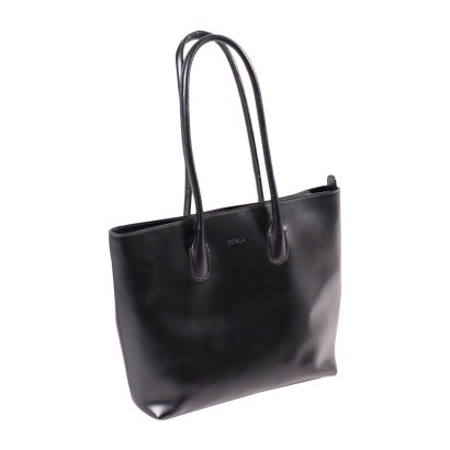 Black Furla Shoulde Bag Leather Bologna Italy