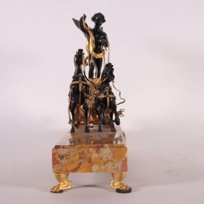 Napoleon III Table Clock Bronze Yellow Marble of Siena France 19th Cen