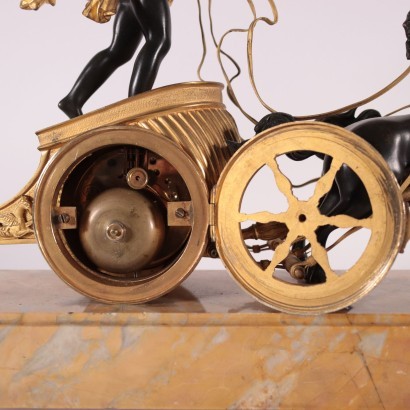 Napoleon III Table Clock Bronze Yellow Marble of Siena France 19th Cen