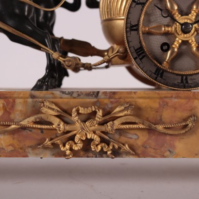 Napoleon III Table Clock Bronze Yellow Marble of Siena France 19th Cen