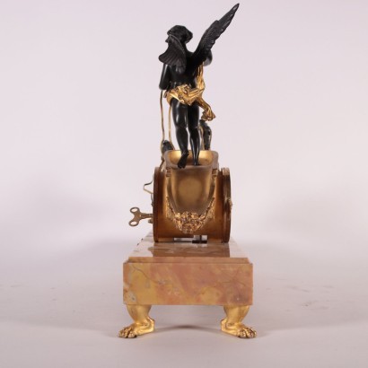 Napoleon III Table Clock Bronze Yellow Marble of Siena France 19th Cen