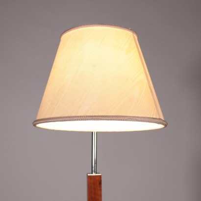 Lamp Walnut Veneer Chromed Metal Italy 1930s 1940s
