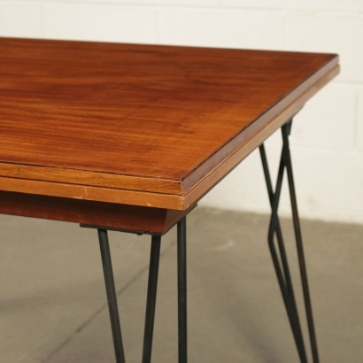 Table Mahogany Veneer Metallic Enamelled Italy 1960s