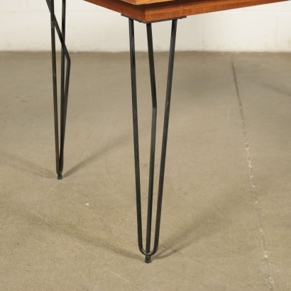 Table Mahogany Veneer Metallic Enamelled Italy 1960s