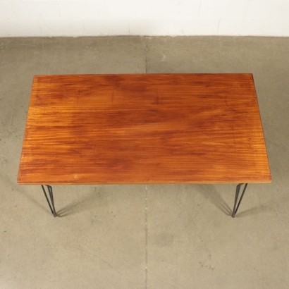 Table Mahogany Veneer Metallic Enamelled Italy 1960s