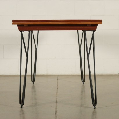 Table Mahogany Veneer Metallic Enamelled Italy 1960s