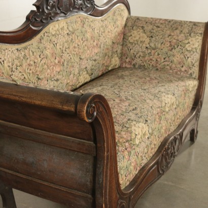 Louis Philippe Boat Sofa Walnut Padded Italy 19th Century