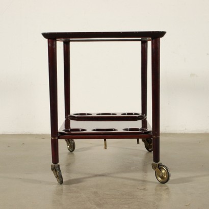 Service Trolley Stained Beech Galss Brass Italy 1950s