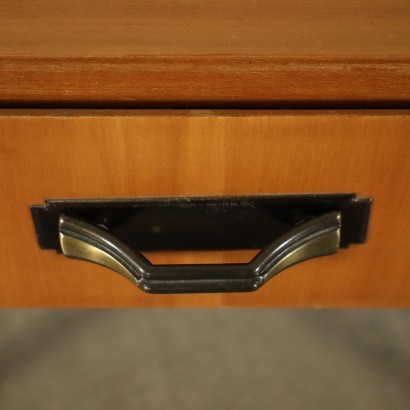 Pair Of Bedside Tables Mahogany Veneer Brass Glass Italy 1960s