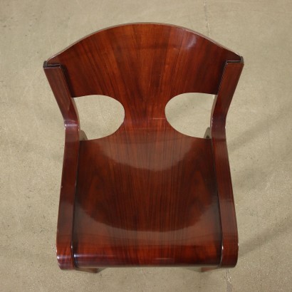 Group Of Five Chairs Veneered Wood Italy 1980s