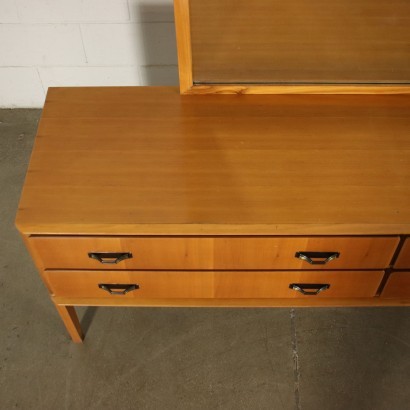 Chest of Drawer Mahogany Veneer Brass Mirror Italy 1960s