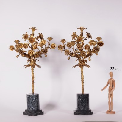 Pair Of Napoleon III Candelabra Gilded Bronze Marble Third Quarter 800