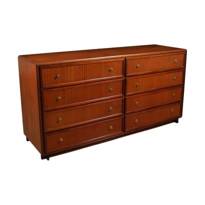 Chest of Drawers Mahogany Veneer Brass Italy 1960s-1970s