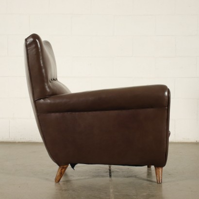 Armchair Spring Feather Leatherette Italy 1950s Italian Production