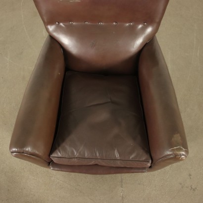 Armchair Spring Feather Leatherette Italy 1950s Italian Production