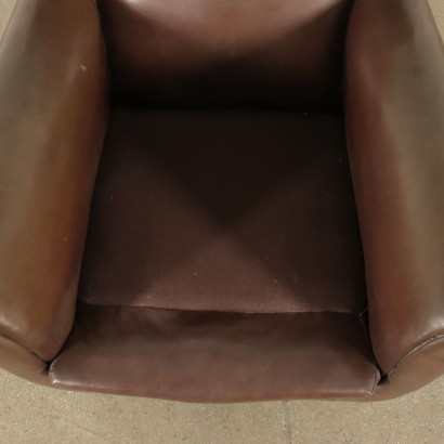 Armchair Spring Feather Leatherette Italy 1950s Italian Production