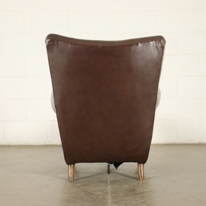 Armchair Spring Feather Leatherette Italy 1950s Italian Production