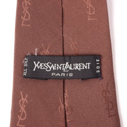 Vintage Monograme YSL Tie Silk Paris France 1970s-1980s