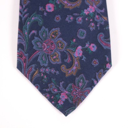 Vintage YSL Blue and Parple Paisley Tie Silk Paris 1960s-1970s