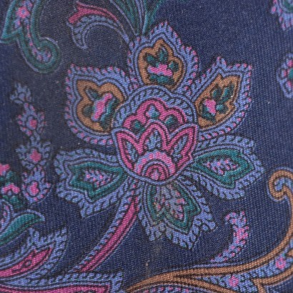 Vintage YSL Blue and Parple Paisley Tie Silk Paris 1960s-1970s