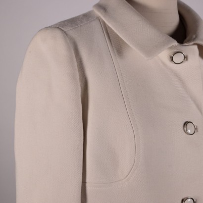 Vintage White Wool Coat Italy 1960s-19670s