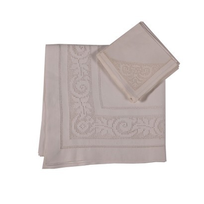 Tea Tablecloth with 6 Napkins Flax