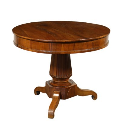 Lombard Restoration Table Walnut Veneer Marple Italy 19th Century