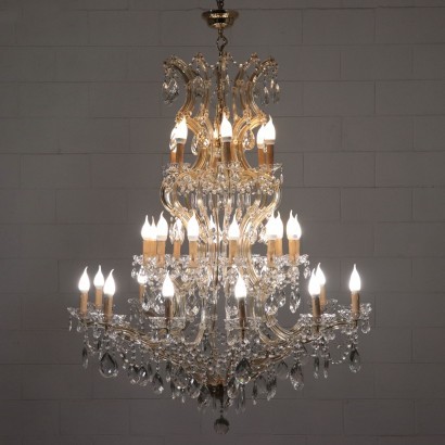 Chandelier In The Style Of Maria Theresa Glass Italy 20th Century