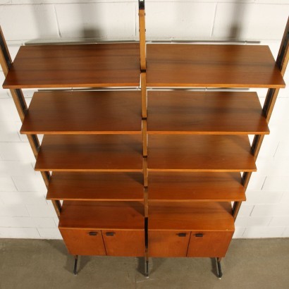 Bookcase Teak Veneer Metal Italy 1950s-1960s Italian Production