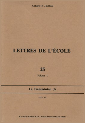 Lettres de l'ècole. Volume I