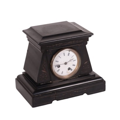 Table Clock Black Marble France 19th Century