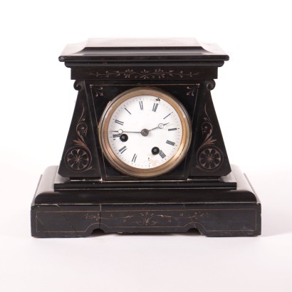 Table Clock Black Marble France 19th Century