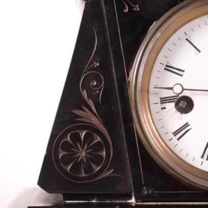 Table Clock Black Marble France 19th Century