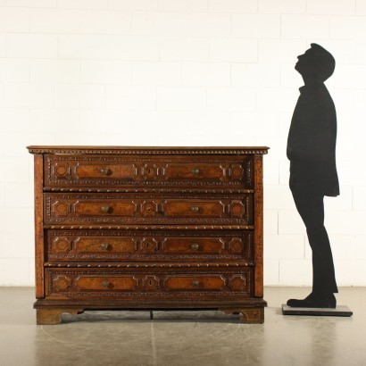 Engraved Chest of Drawers Poplar Silver Fir Walnut Italy 18th Century