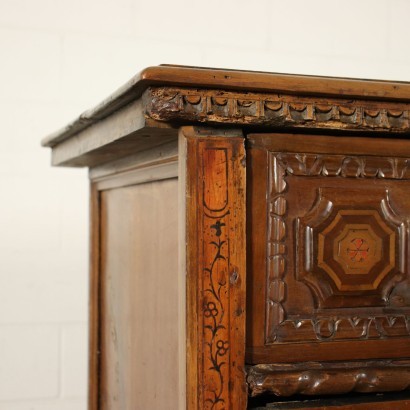 Engraved Chest of Drawers Poplar Silver Fir Walnut Italy 18th Century