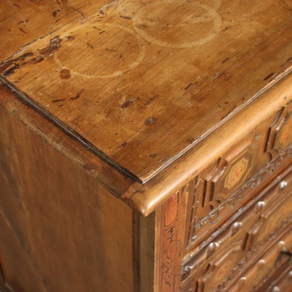 Engraved Chest of Drawers Poplar Silver Fir Walnut Italy 18th Century