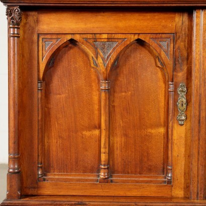 Neo-Gothique Chest of Drawers With Mirror Italy 20th Century