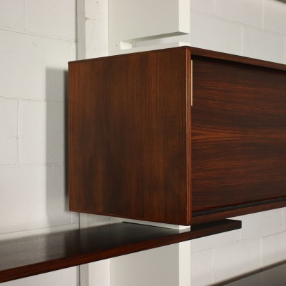 Amma Bookcase Veneered Wood Brass Lacquered Wood 1960s