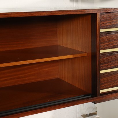 Amma Bookcase Veneered Wood Brass Lacquered Wood 1960s