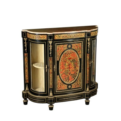 Cupboard In The Style Of Boulle Bronze Marble Glass Brass Italy 1900