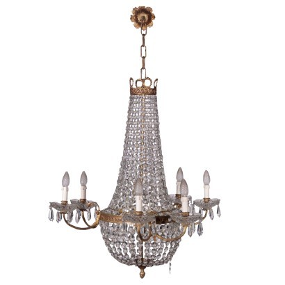 Empire Revival Chandelier Glass Italy 20th Century