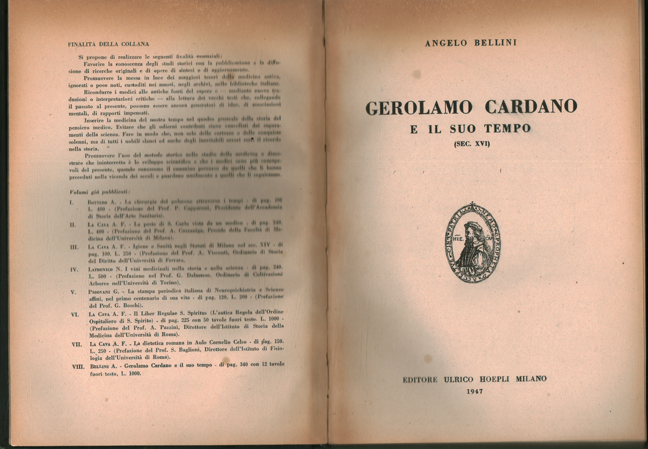 Gerolamo Cardano e il suo tempo (sec.XVI), Angelo Bellini