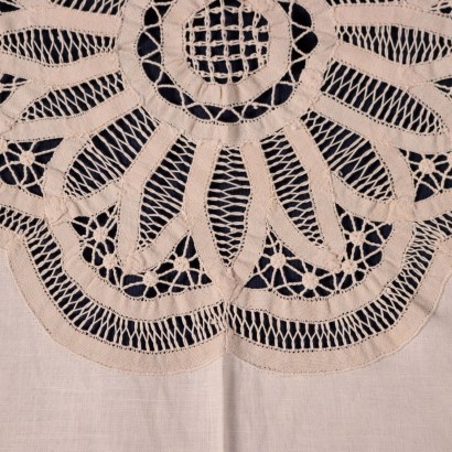 Round Tablecloth with 8 Napkins Flax Italy 20th Century