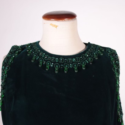 Vintage Emerald Dress Velvet 1960s-1970s