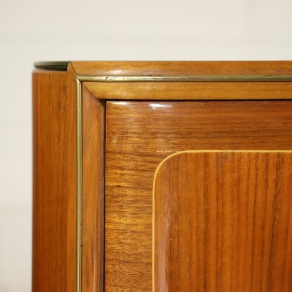 Bedside Tables Mahogany Veneer Glass Brass Italy 1950s-1960s