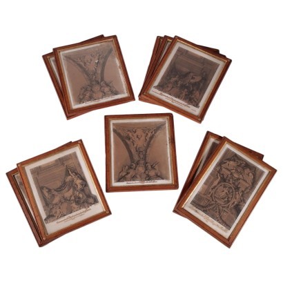 Empire Frames with Prints Pear Wood Italy 19th Century